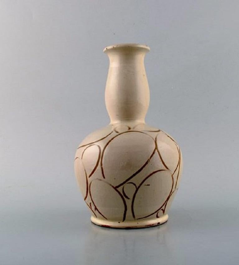 Scandinavian Modern Kähler, Denmark, Glazed Stoneware Vase in Modern Design, 1930s-1940s