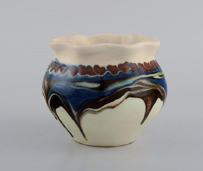 Art Deco Kähler, Denmark, Glazed Stoneware Vase in Modern Design, 1930s-1940s For Sale