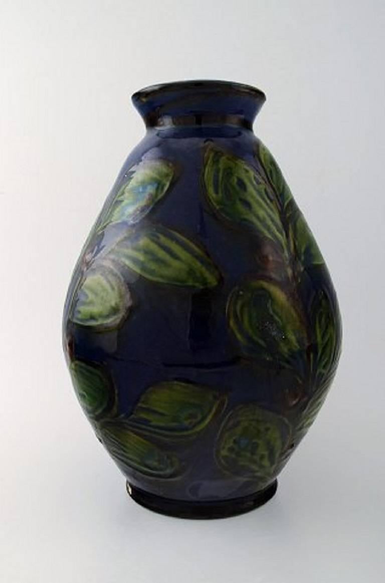 Scandinavian Modern Kähler, Denmark, Glazed Stoneware Vase in Modern Design, 1930s-1940s For Sale