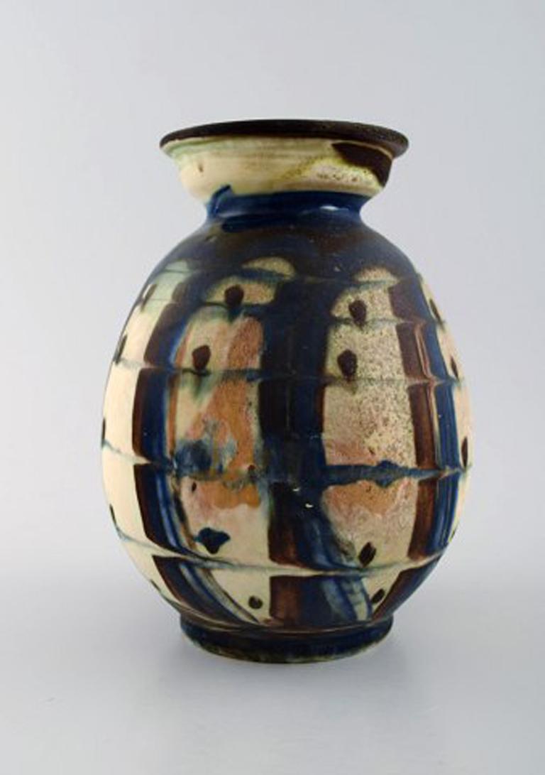 Art Deco Kähler, Denmark, Glazed Stoneware Vase in Modern Design, 1930s-1940s