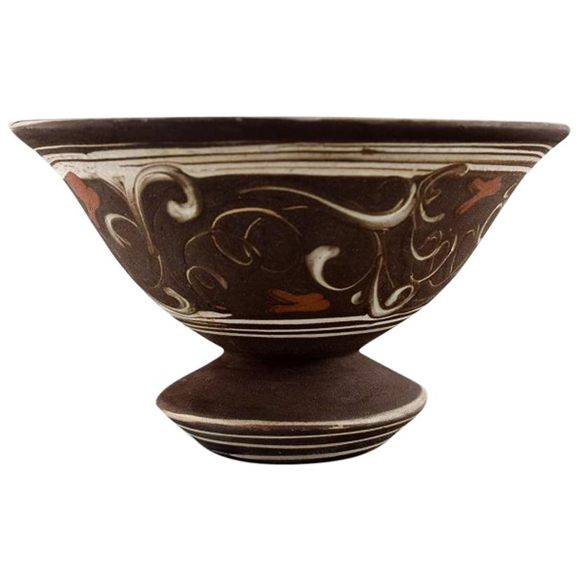 Kähler, Denmark, Glazed Stoneware Vase in Modern Design Rare Form, 1930s-1940s