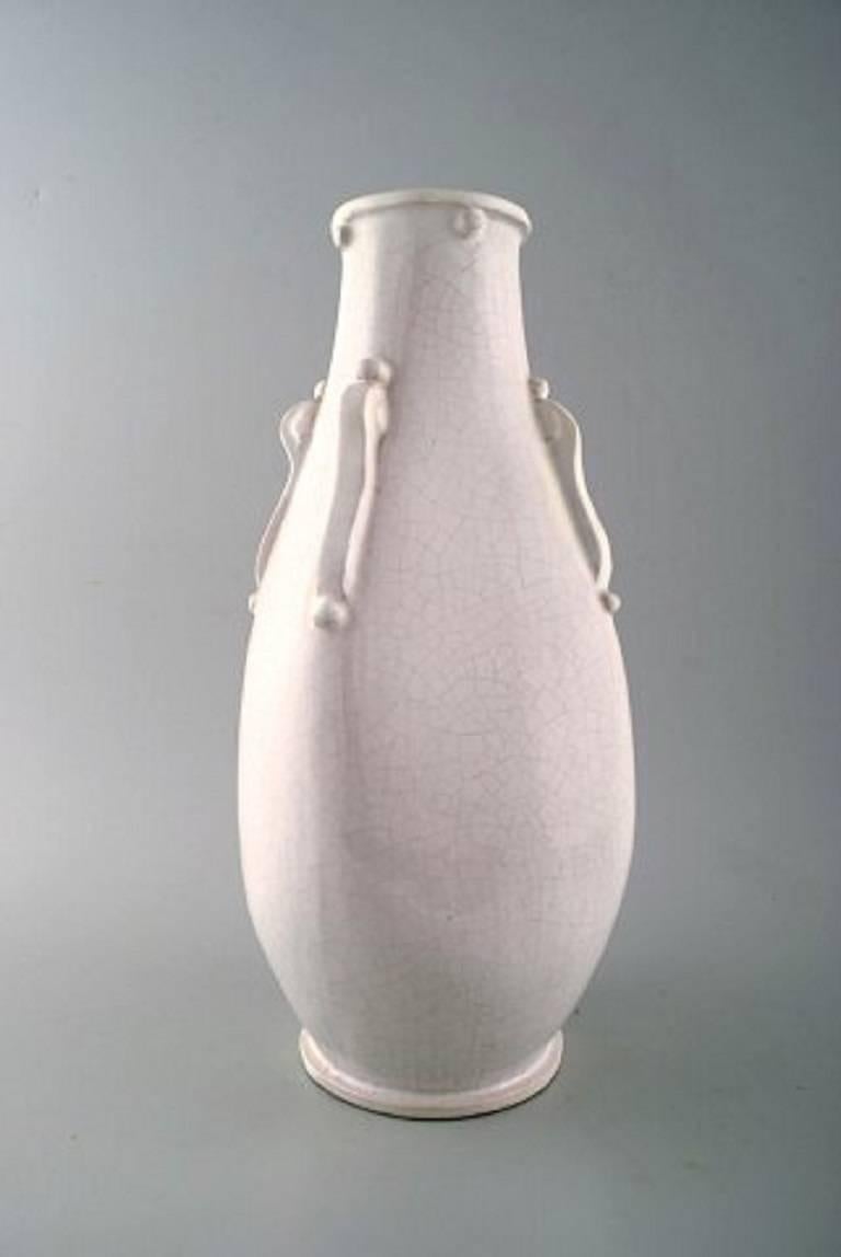 Art Deco Kähler, Denmark, Glazed Vase, 1930s, Designed by Svend Hammershøi, White Glaze