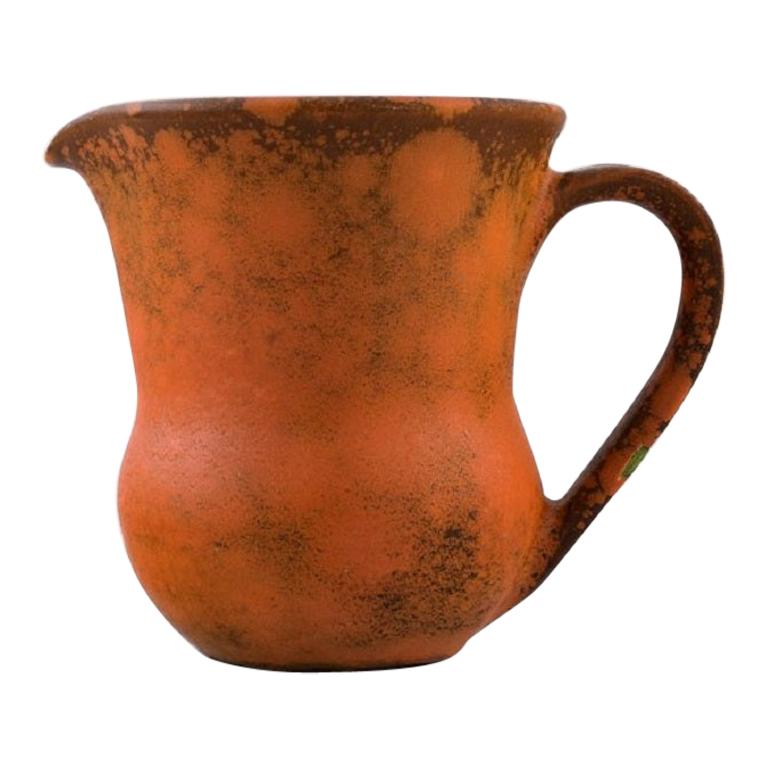 Kähler, Denmark, Jug in Glazed Stoneware, Beautiful Orange Uranium Glaze