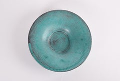 Kähler Denmark Large Ceramic Bowl Green Black Glaze by Svend Hammershøi, 1930s