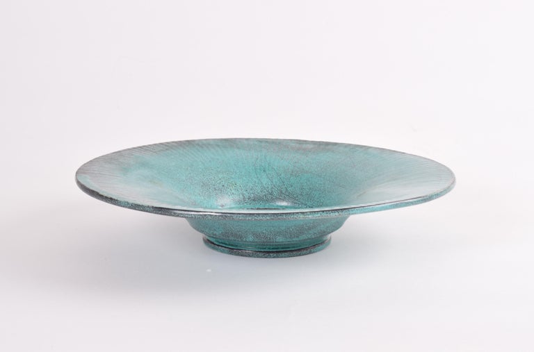 Danish Kähler Denmark Large Ceramic Bowl Green Black Glaze by Svend Hammershøi, 1930s For Sale