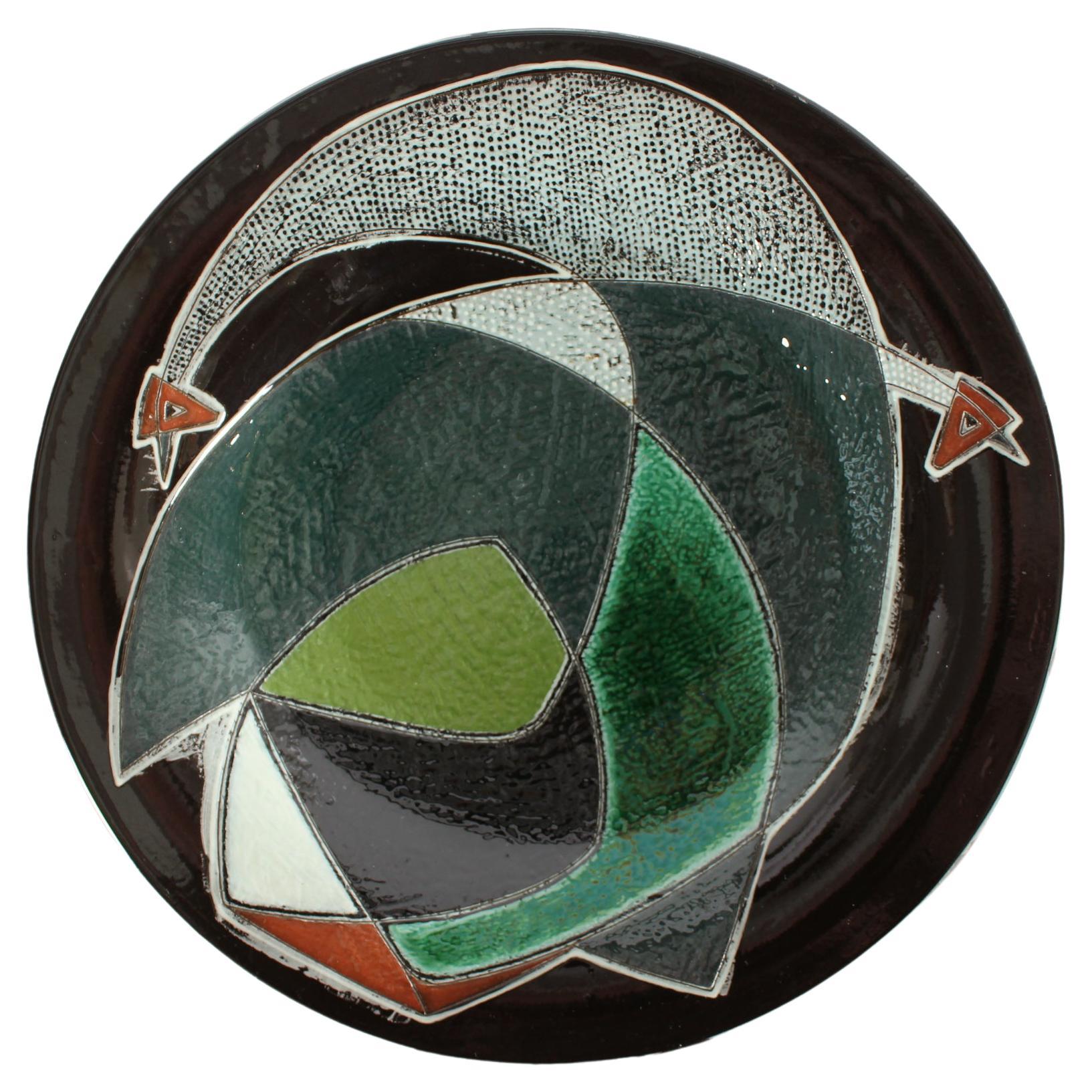 Kähler Denmark Large Ceramic Platter with Bird Motif by Grete Petersen HAK 1950s