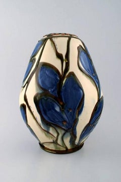 Kähler, Denmark, Large Glazed Stoneware Vase in Modern Design, 1930s-1940s