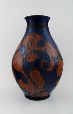 Kähler, Denmark, Large Glazed Stoneware Vase in Modern Design, 1930s-1940s