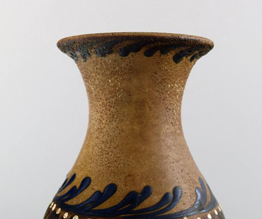 Art Deco Kähler, Denmark, Large Glazed Stoneware Vase in Modern Design, 1930s-1940s