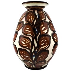 Kähler, Denmark, Large Glazed Stoneware Vase in Modern Design, 1930s-1940s