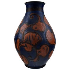 Kähler, Denmark, Large Glazed Stoneware Vase in Modern Design, 1930s-1940s