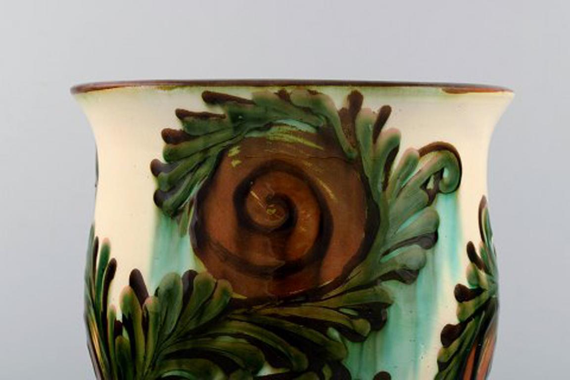 Art Deco Kähler, Denmark, Large Glazed Stoneware Vase or Flower Pot Holder, 1920s