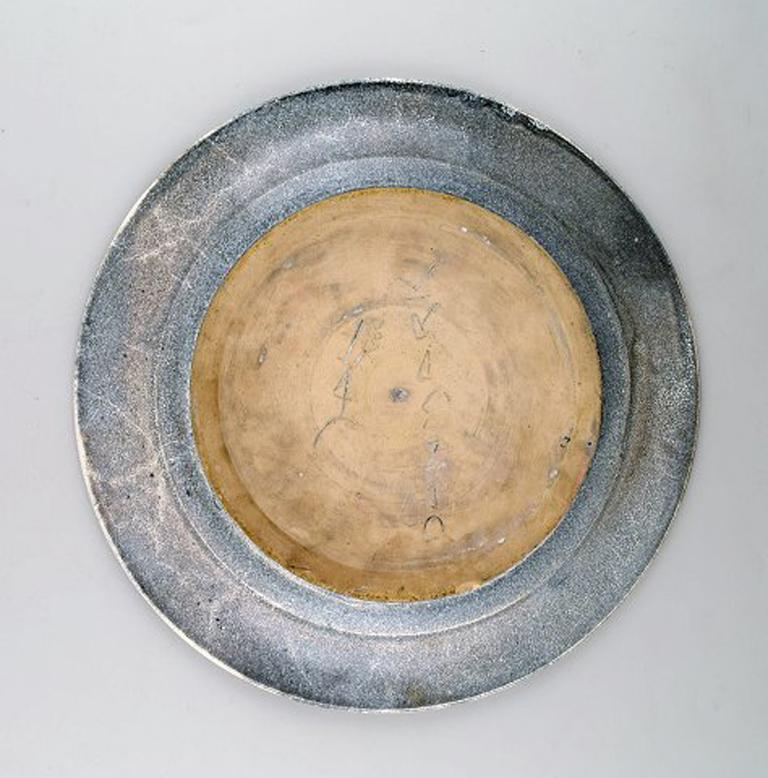 Art Deco Kähler, Denmark, Large Round Dish in Glazed Stoneware, 1930s