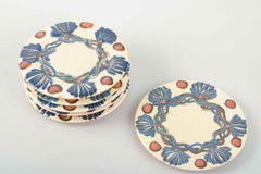 Kähler, Denmark. Set of six small plates. Folk style. 1930s/40s