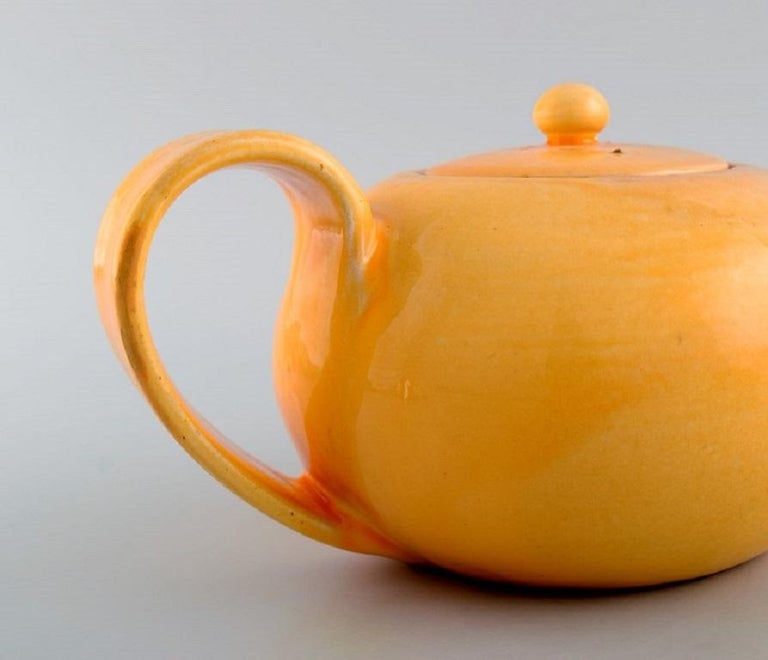 Kähler, Denmark, Teapot with Heater for Tealights in Glazed Stoneware, 1930s/40s For Sale at 1stDibs
