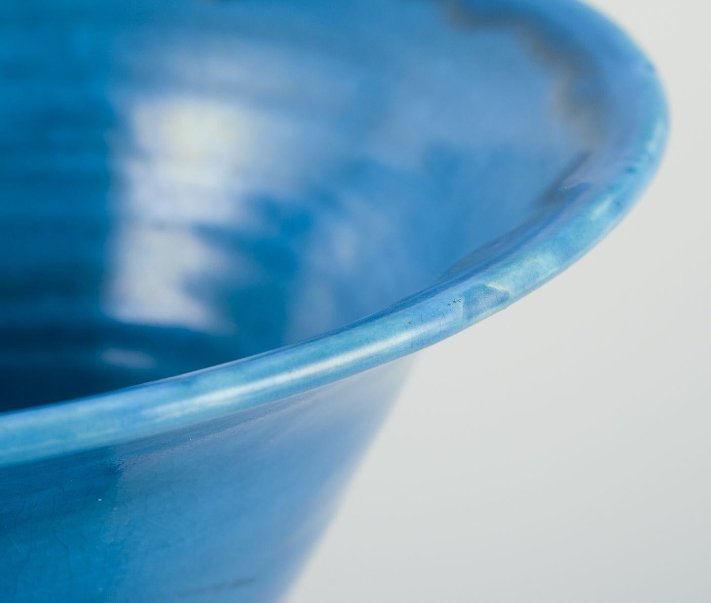 Glazed Kähler, Denmark. Trumpet-shaped ceramic vase, turquoise glaze. For Sale