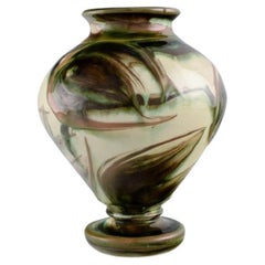 Kähler, Denmark, Vase in Glazed Ceramics, Flowers on a Cream Colored Background