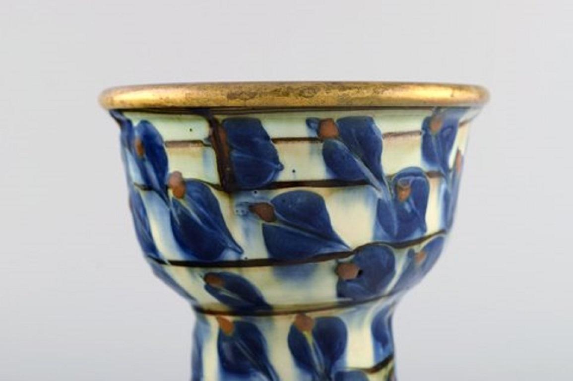 Danish Kähler, Denmark, Vase in Glazed Stoneware with Brass Mounting, 1930s-1940s