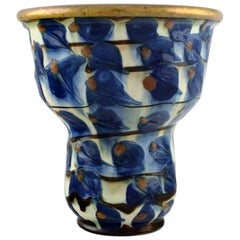 Kähler, Denmark, Vase in Glazed Stoneware with Brass Mounting, 1930s-1940s