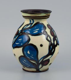 Kähler, HAK, Ceramic Vase with Flower Decoration in Cow Horn Technique