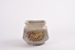 Kähler HAK Denmark Low Vase or Planter Beige Brown Salt Glaze, Brutalist, 1960s