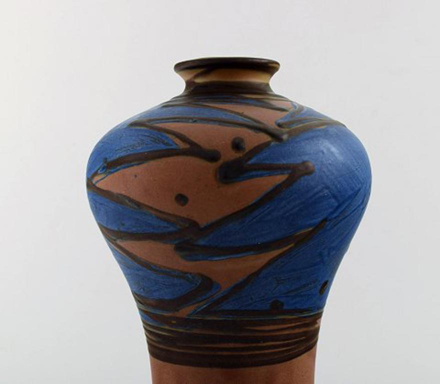 Art Deco Kähler, HAK, Glazed Stoneware Vase in Modern Design, 1930s-1940s  For Sale