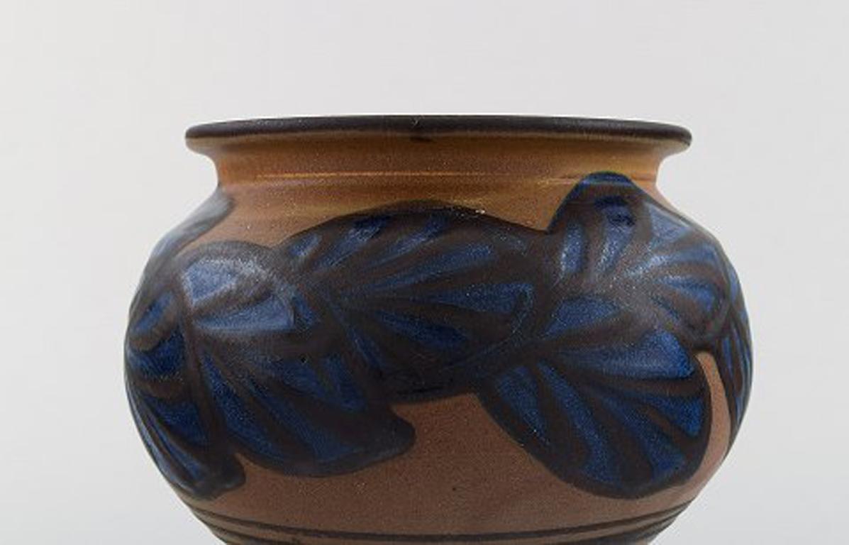 Art Deco Kähler, HAK, Glazed Stoneware Vase in Modern Design, 1930s-1940s