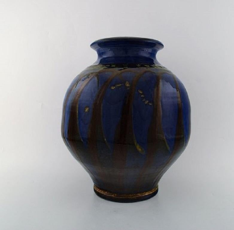Art Deco Kähler, HAK, Glazed Stoneware Vase in Modern Design, 1930s-1940s