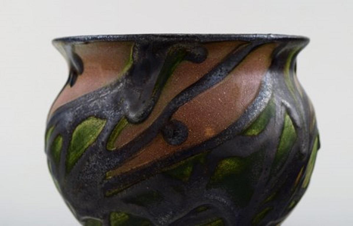 Art Deco Kähler, HAK, Glazed Stoneware Vase in Modern Design, 1930s-1940s For Sale