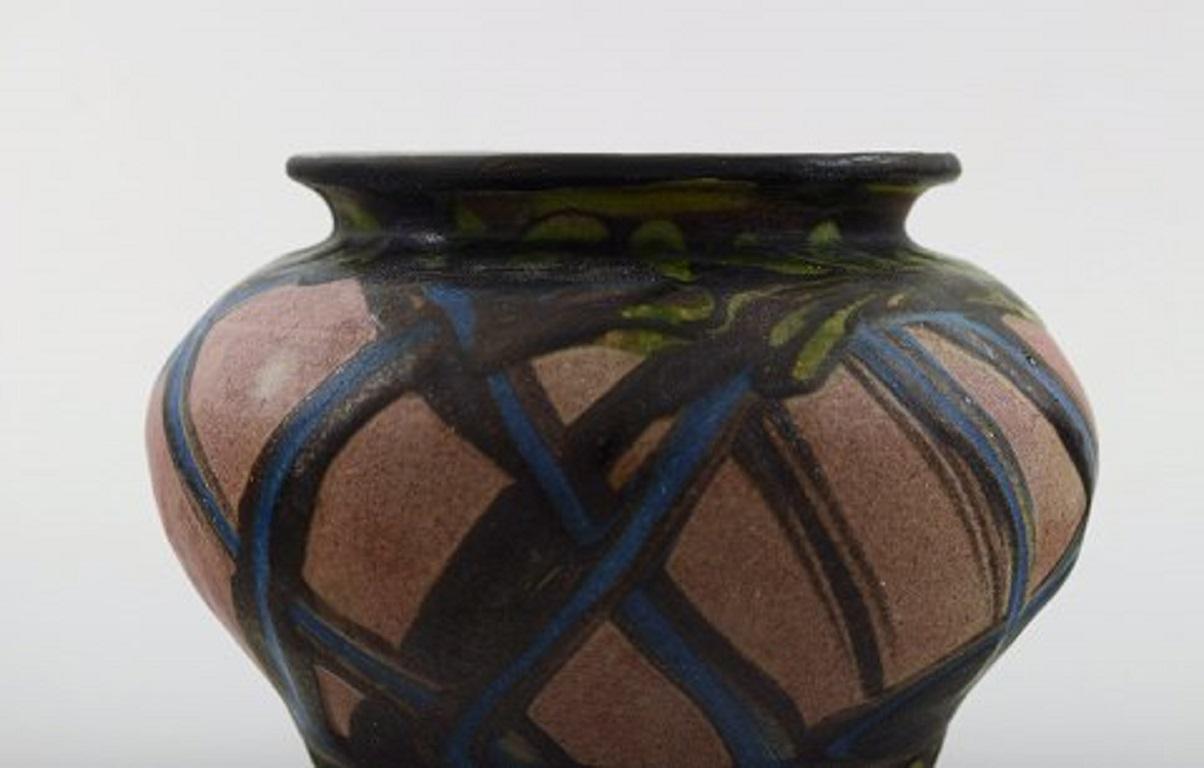 Art Deco Kähler, HAK, Glazed Stoneware Vase in Modern Design, 1930s-1940s