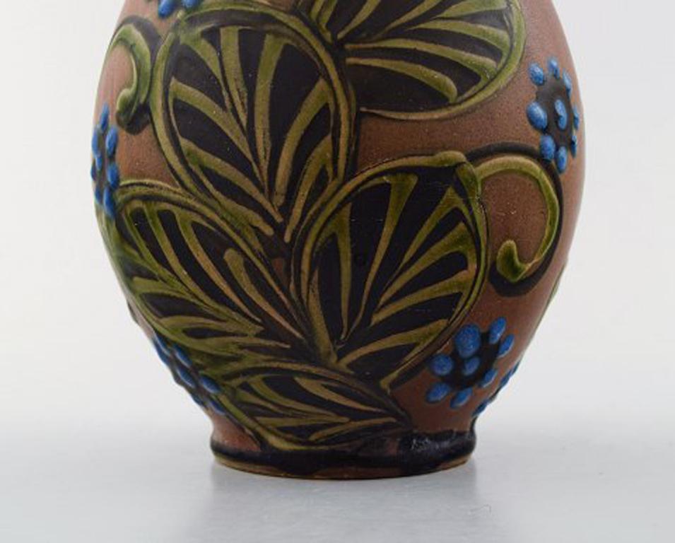 Hand-Painted Kähler, HAK, Glazed Stoneware Vase in Modern Design, 1930s-1940s For Sale