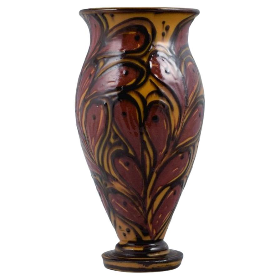 Kähler, HAK, Glazed Stoneware Vase in Modern Design with Floral Decoration