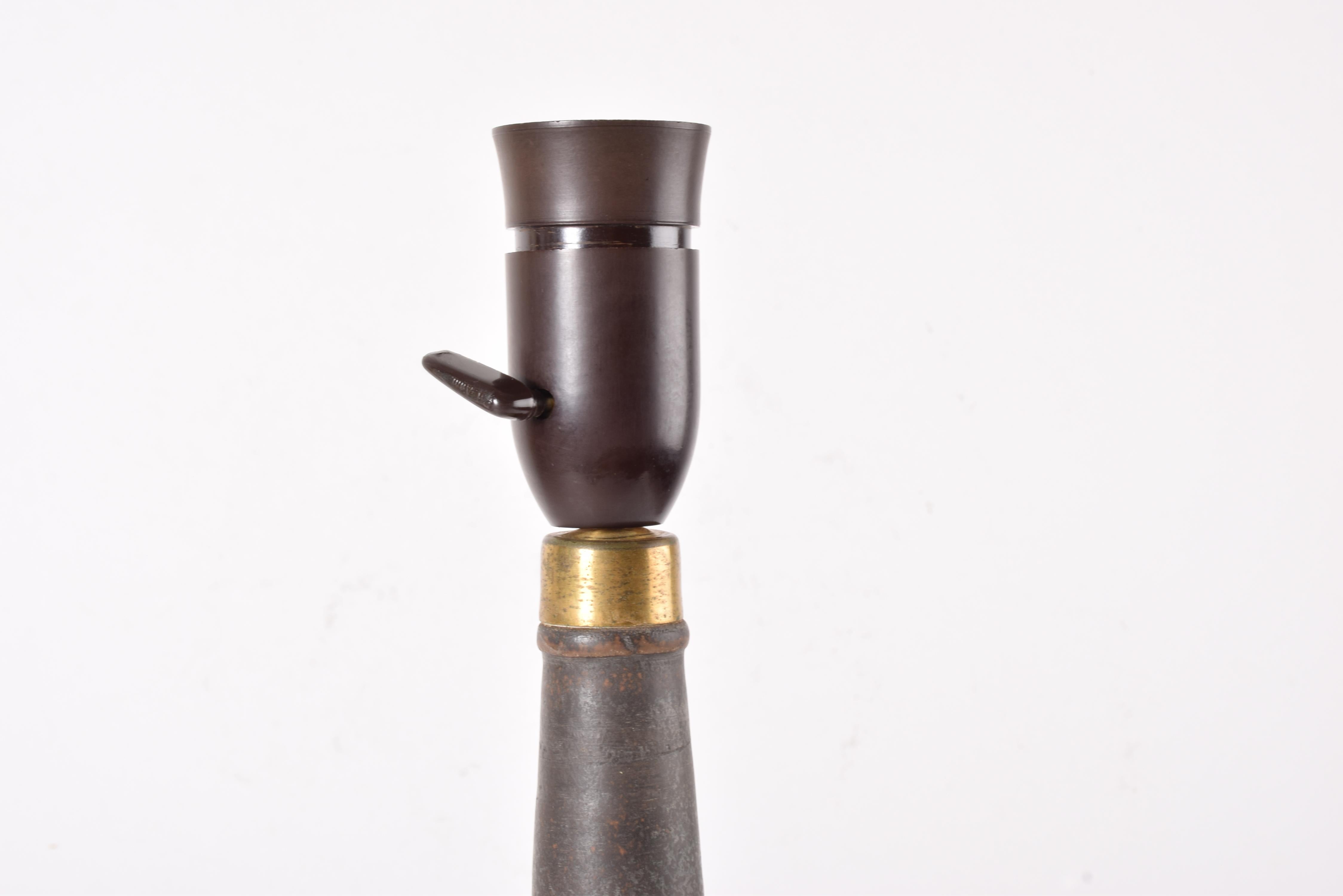 Lampada da tavolo alta Kähler HAK Le Klint Marrone con canna e ottone Ceramica danese anni '60 in vendita 3