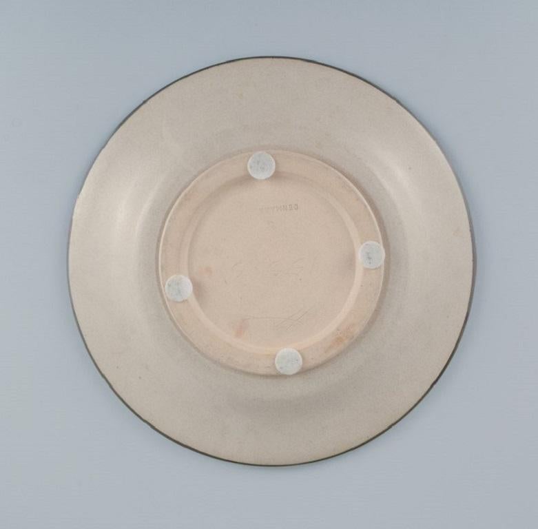 Danish Kähler, HAK. Round Dish in Glazed Stoneware in Beautiful Light and Blue Shades For Sale