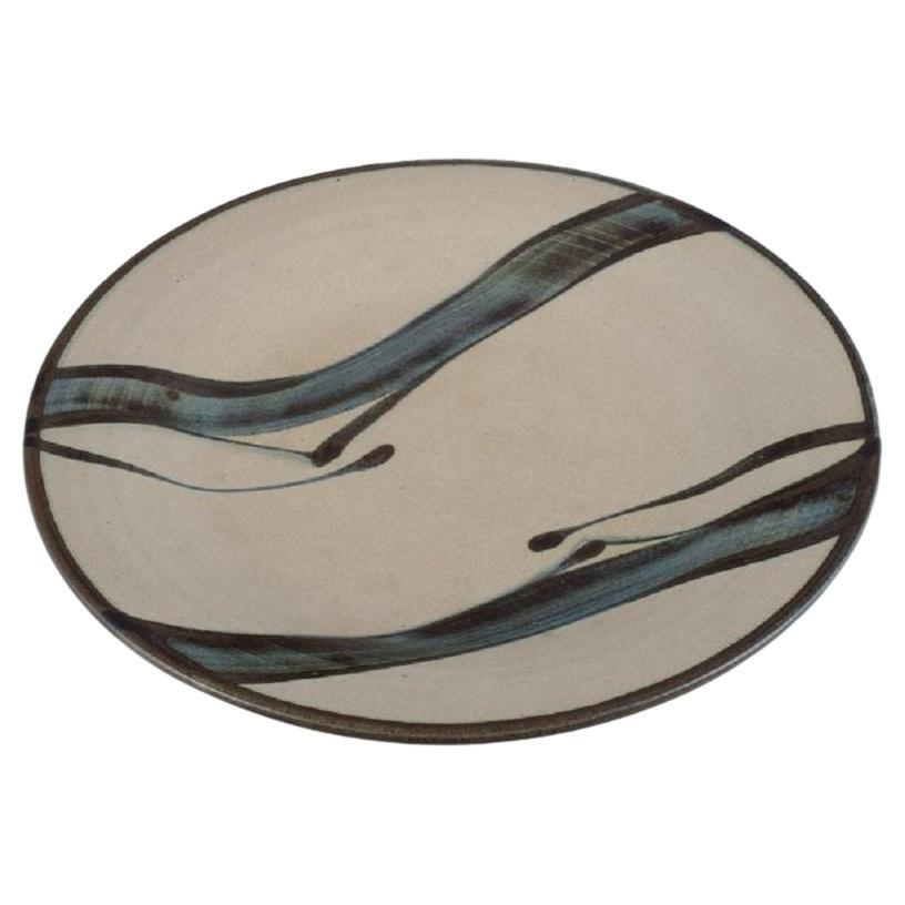 Kähler, HAK. Round Dish in Glazed Stoneware in Beautiful Light and Blue Shades For Sale