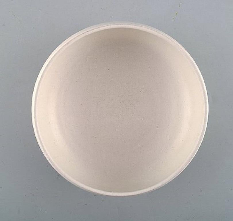 Scandinavian Modern Kähler, HAK, White Glazed Ceramic Bowl in Modern Design, 1960s-1970s For Sale