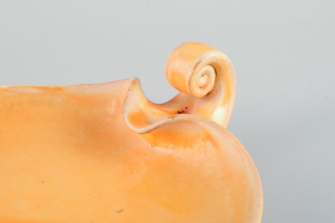 Danish Kähler, heart-shaped ceramic dish. Uranium glaze. 1930s/1940s. For Sale