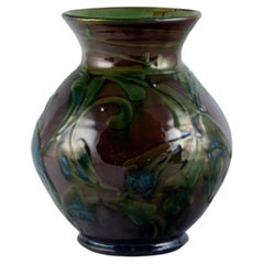 Vintage Kähler, large ceramic vase with cow horn decoration. 1930/40s
