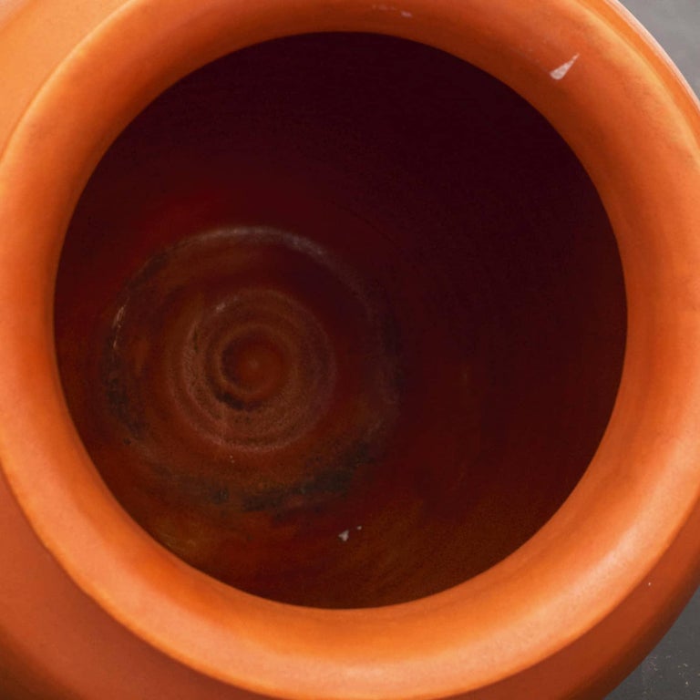 Kähler Orange Ceramic Vase, Signed HAK For Sale at 1stDibs