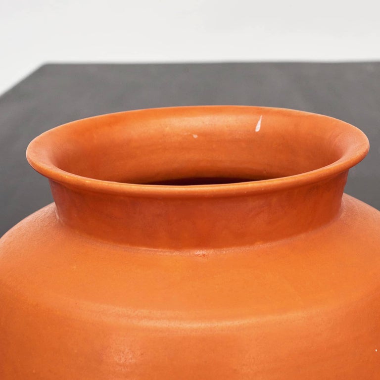 Kähler Orange Ceramic Vase, Signed HAK For Sale at 1stDibs