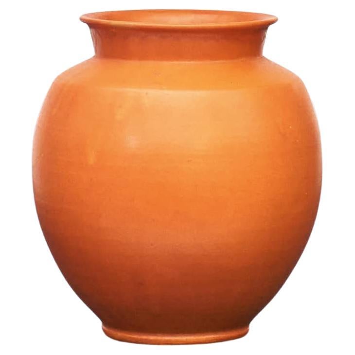 Kähler Orange Ceramic Vase, Signed HAK For Sale