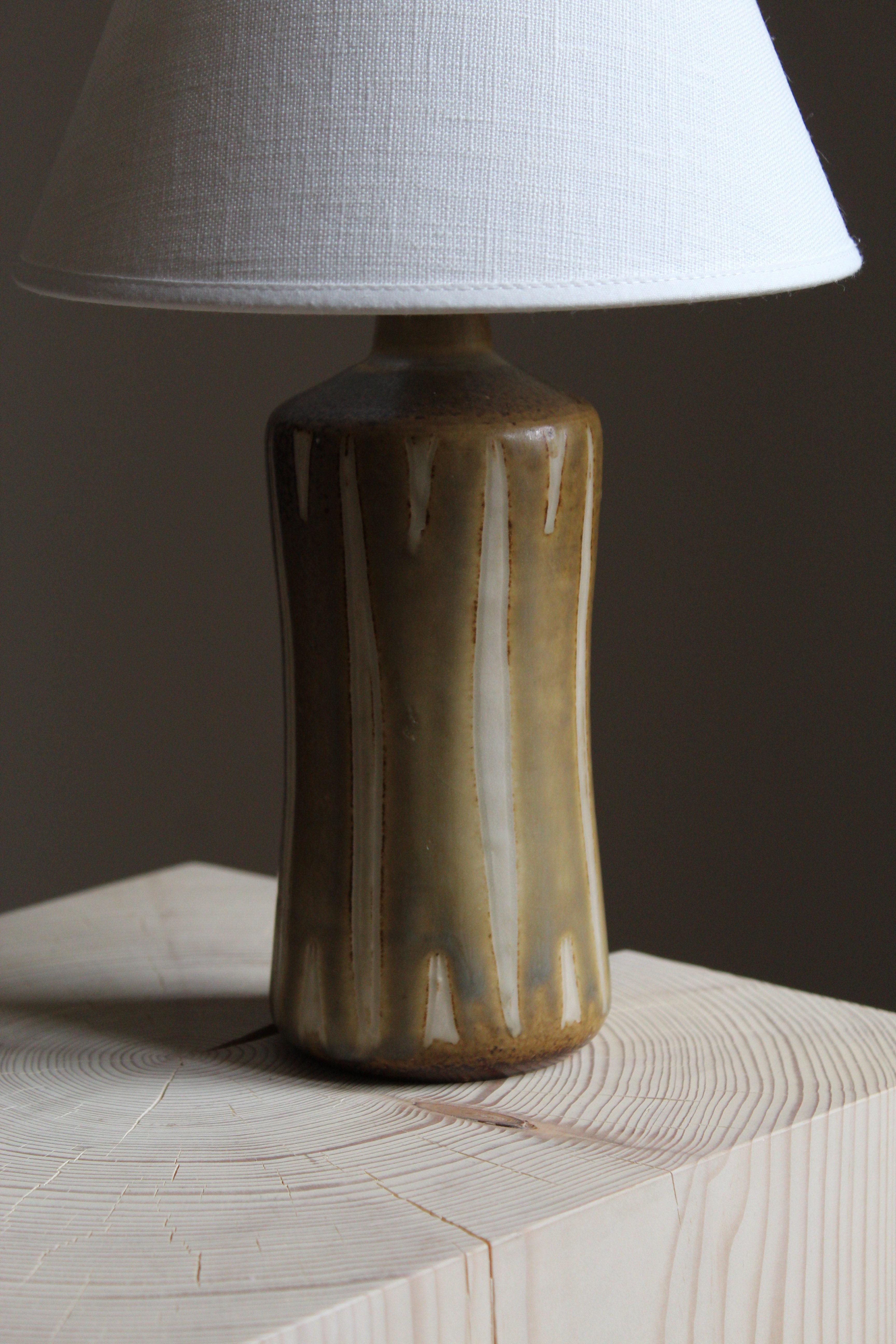 Mid-Century Modern Kähler, Organic Table Lamp, Glazed Stoneware, Denmark, 1950s