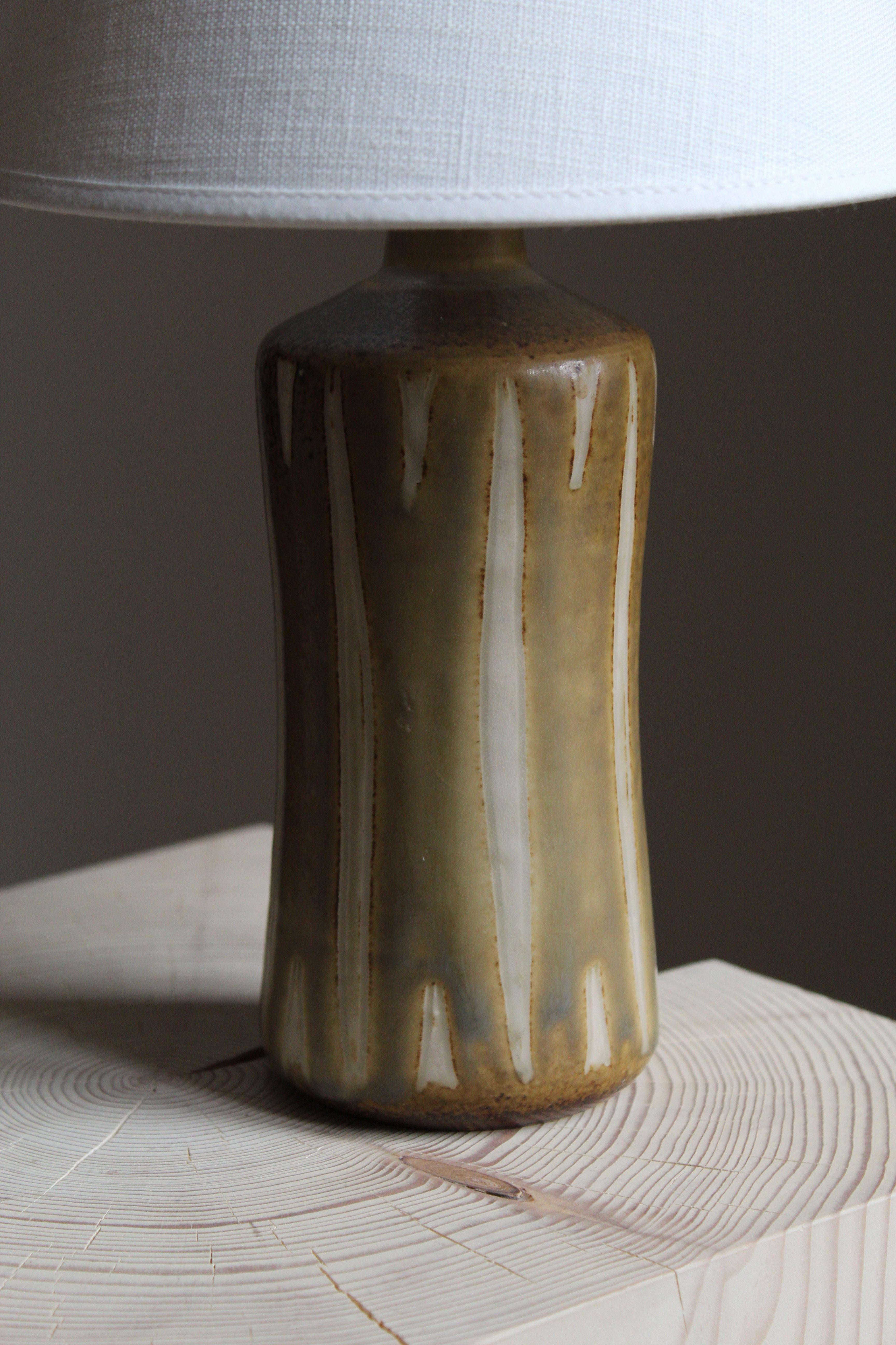 Danish Kähler, Organic Table Lamp, Glazed Stoneware, Denmark, 1950s