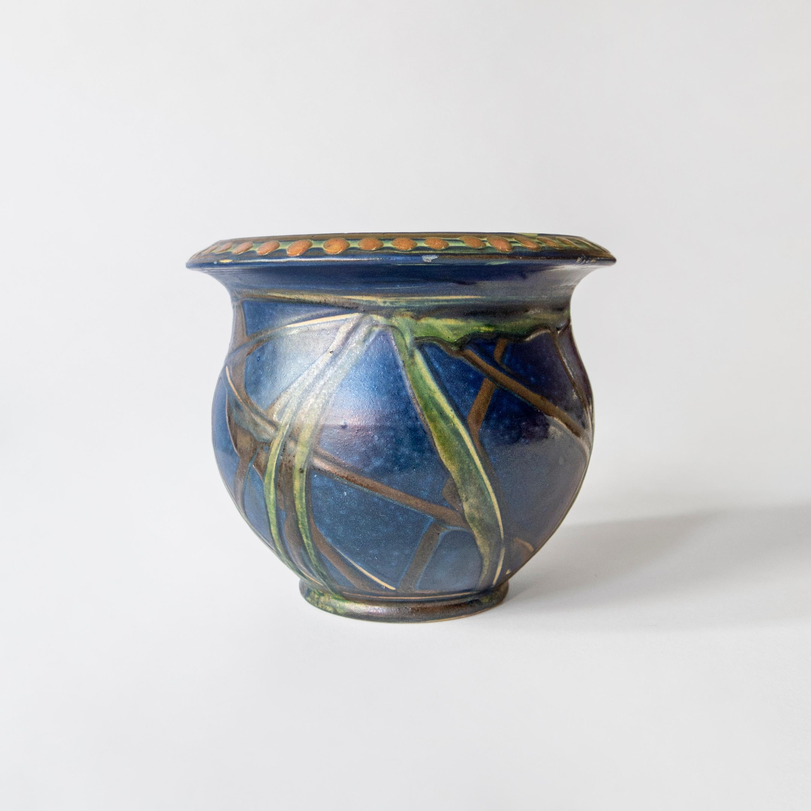 Scandinavian Modern Kähler, Set of 3 Complementary Danish Glazed Stoneware Vases For Sale