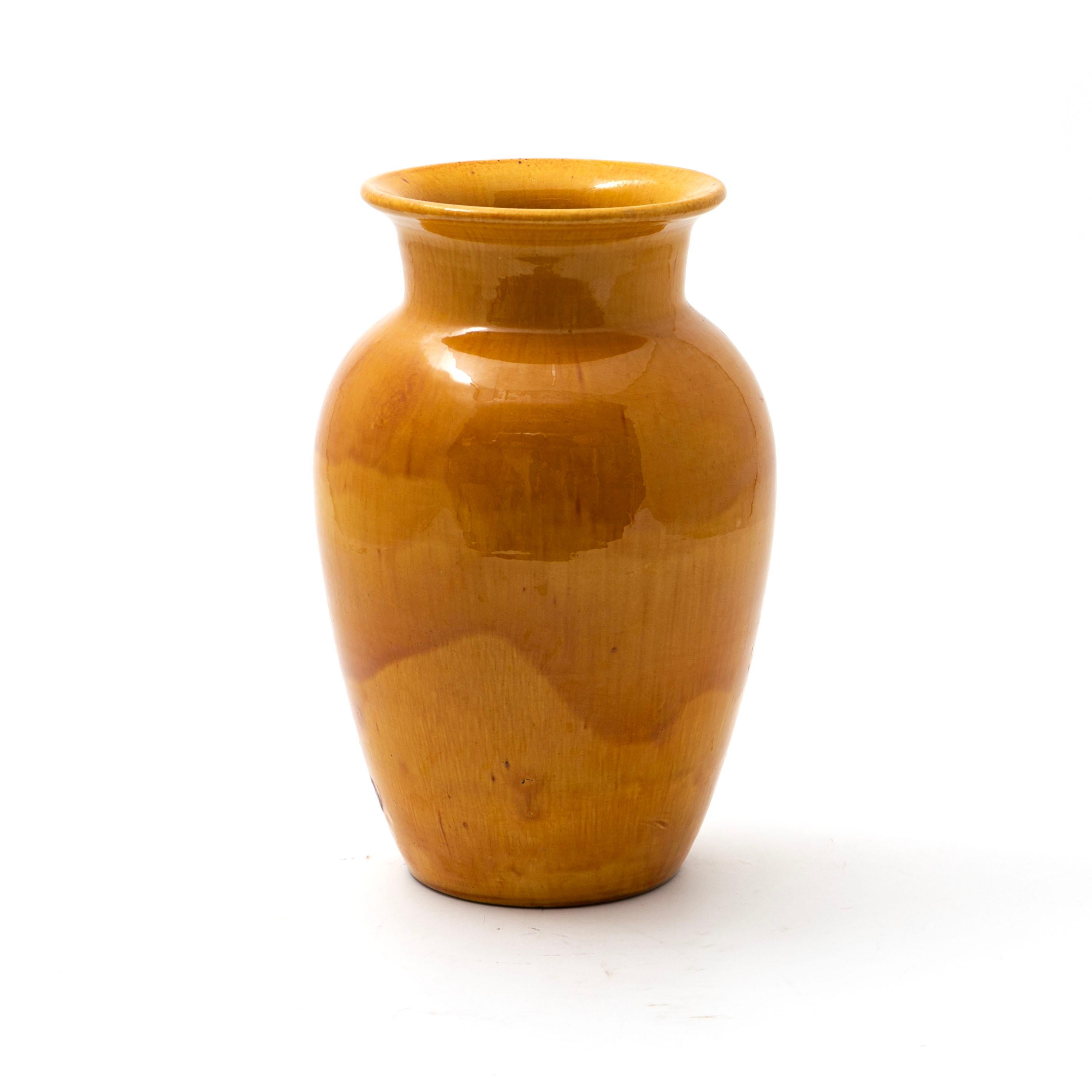 Glazed Kähler Stoneware Vase - Sun-Yellow Glaze For Sale
