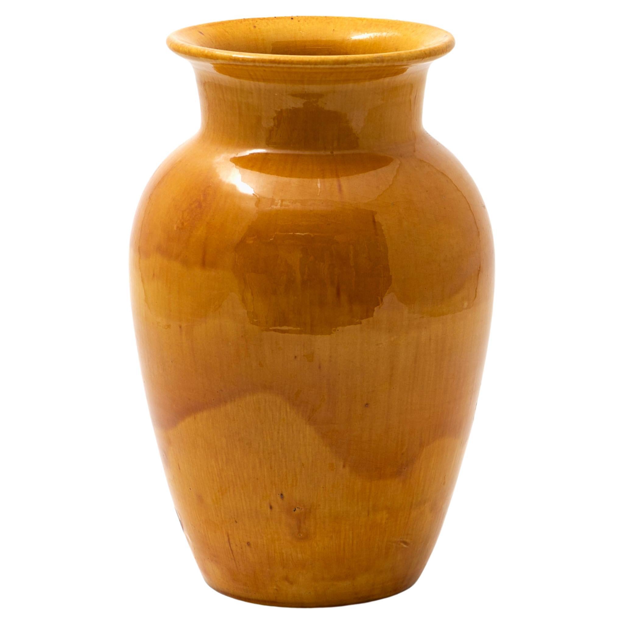 Vase en grès de Kähler - Glaçure jaune soleil en vente