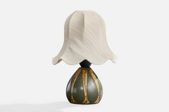 Kähler, Table Lamp, Ceramic, Fabric, Denmark, 1950s