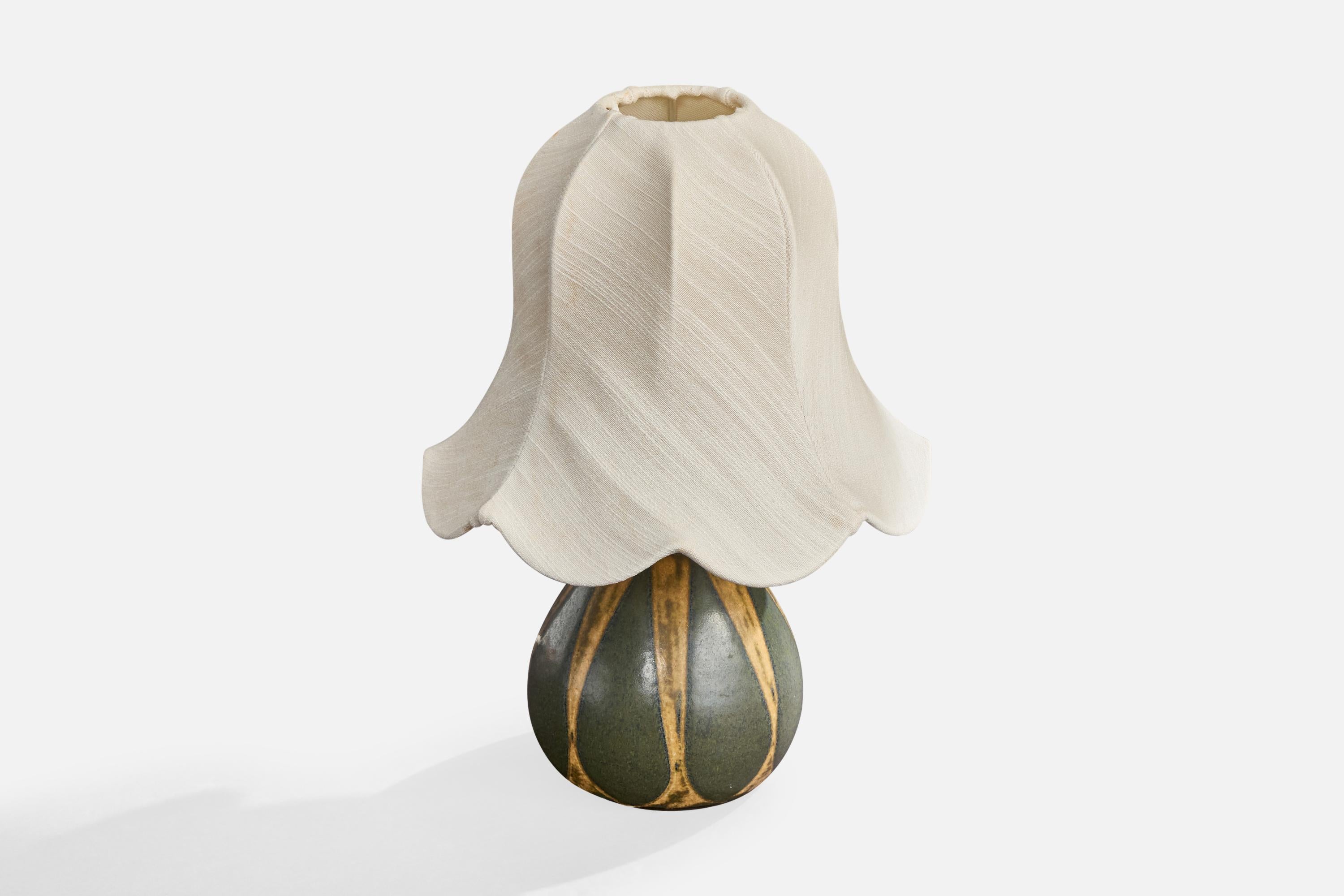 Mid-Century Modern Kähler, lampe de table, céramique, tissu, Danemark, années 1950