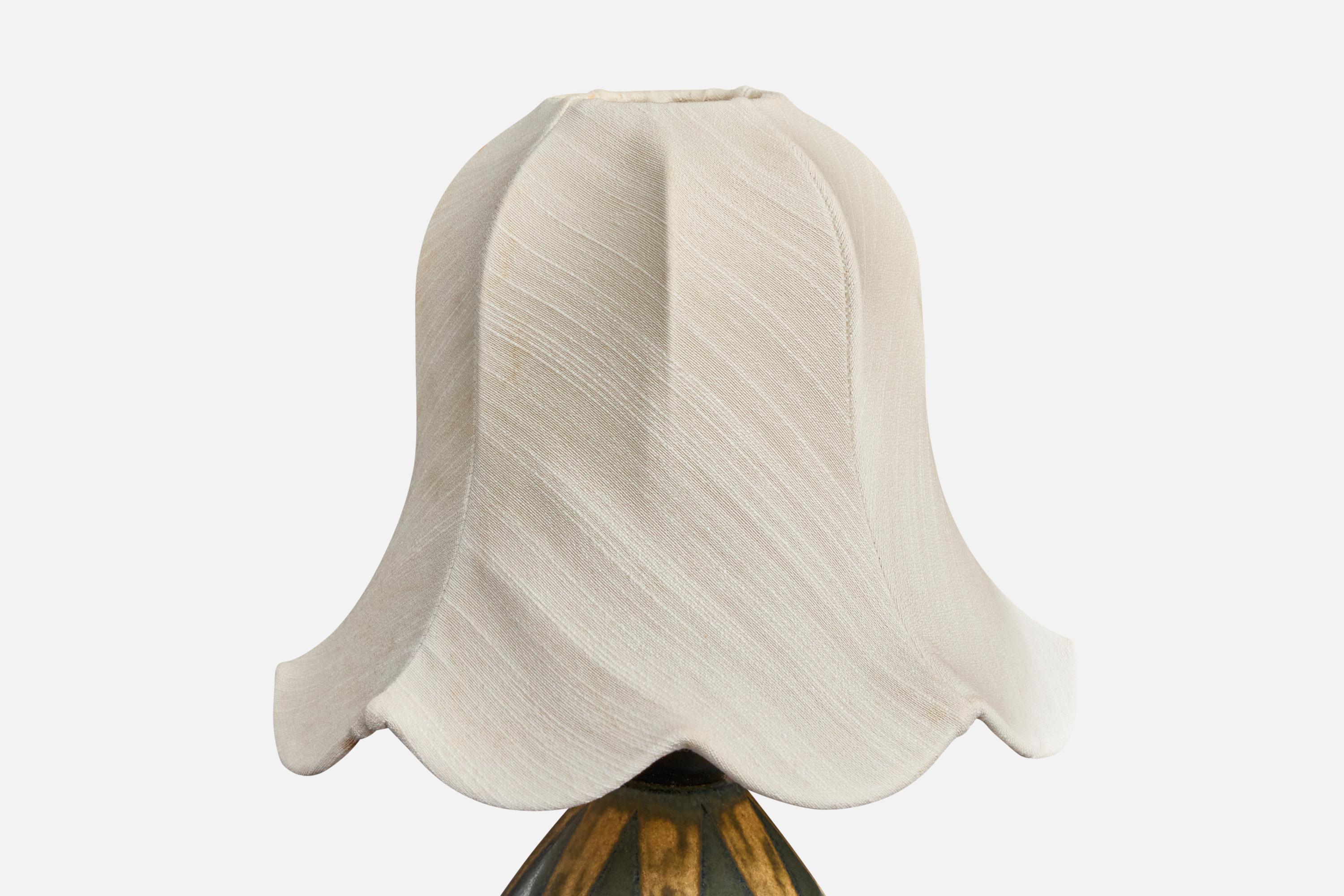 Danois Kähler, lampe de table, céramique, tissu, Danemark, années 1950