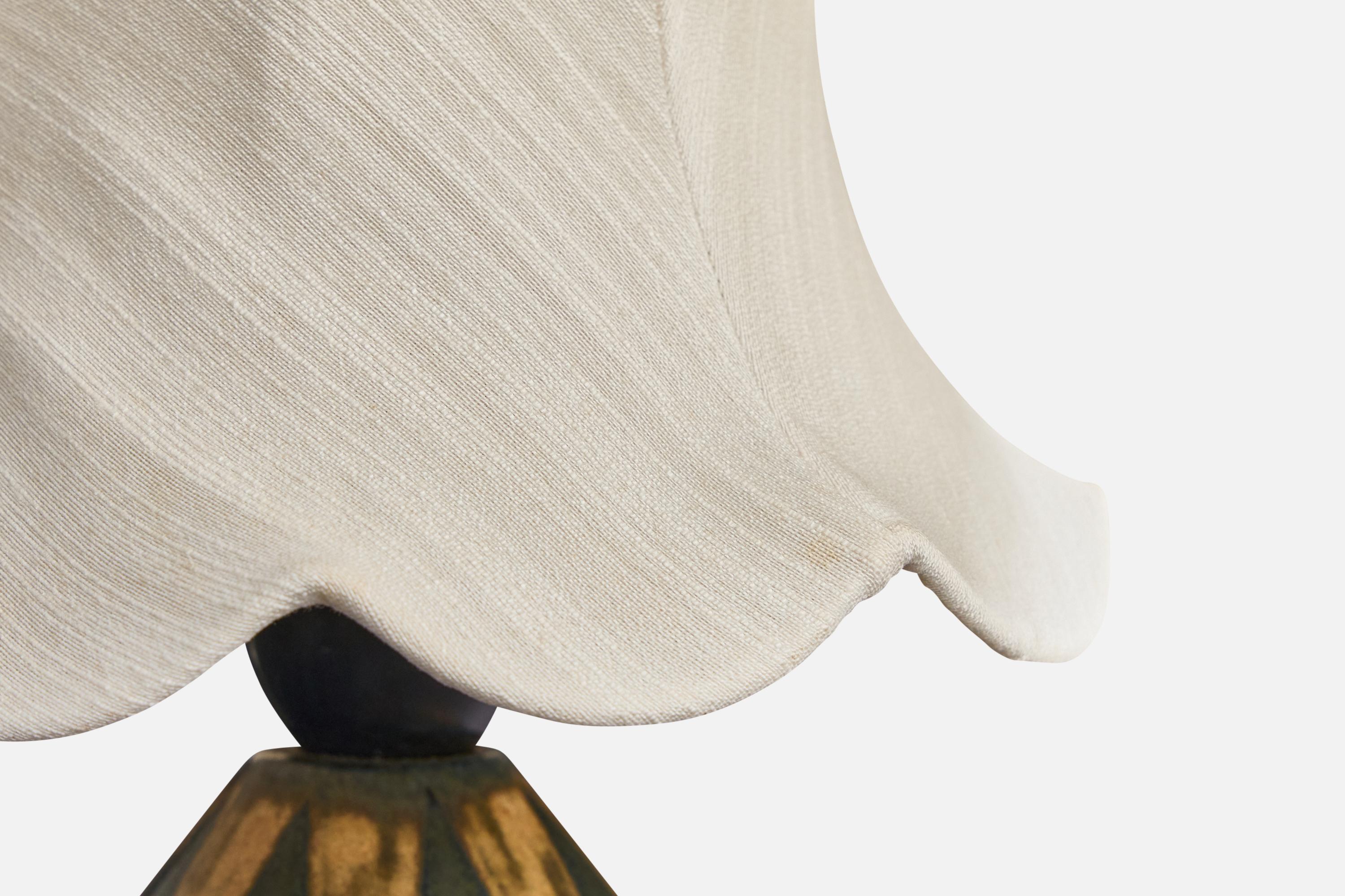 Milieu du XXe siècle Kähler, lampe de table, céramique, tissu, Danemark, années 1950